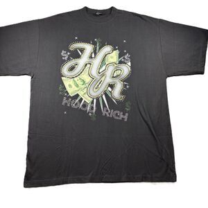 Griffin Men Vintage Graphic T-Shirt Bling Studded Hood Rich Money Black 3XL K136